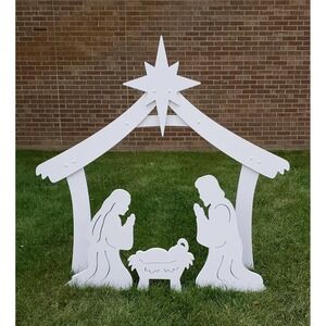 Nativity Scene Outdoor Christmas Decoration Yard Sign Holiday‎ Decor White